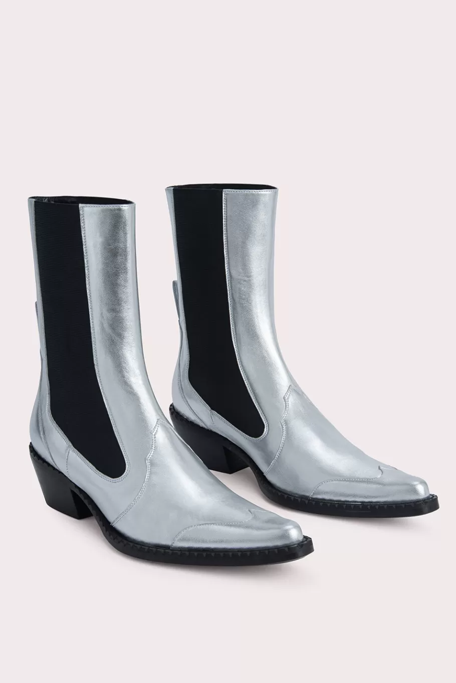 Outlet Otis Silver Metallic Leather Women Ankle Boots