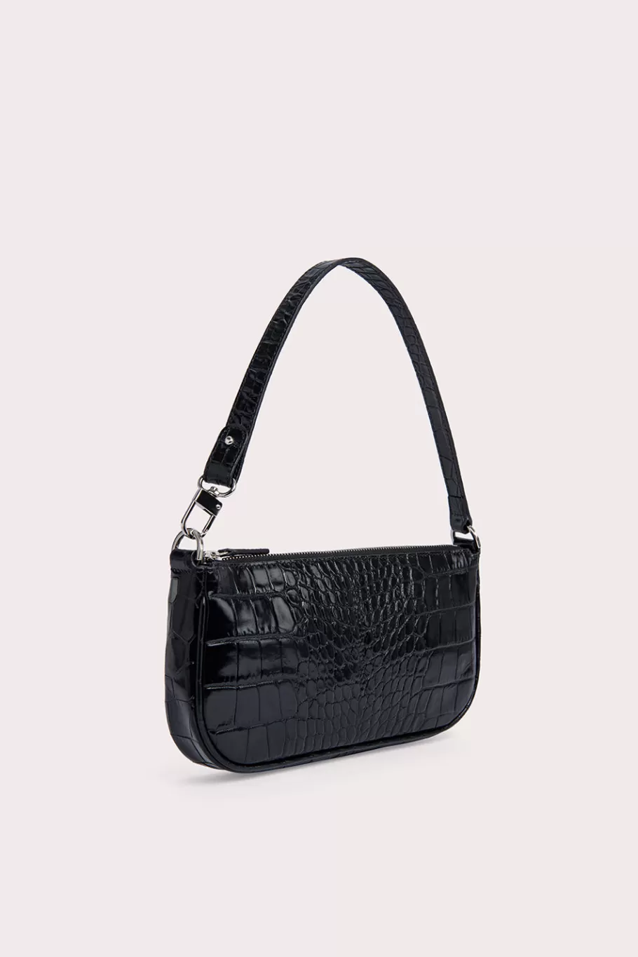 Best Sale Rachel Black Croco Embossed Leather Women Shoulder Bags