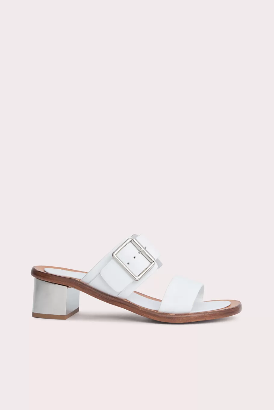 Fashion Ross White Nappa Leather Women Sandals