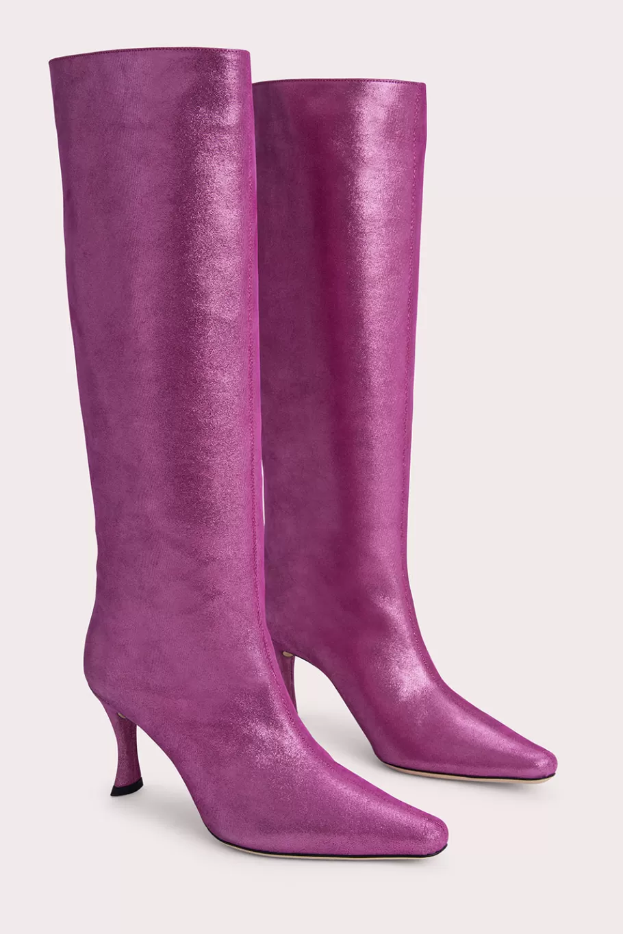 Sale Stevie 42 Fuchsia Jeans Lame Leather Women Knee High Boots