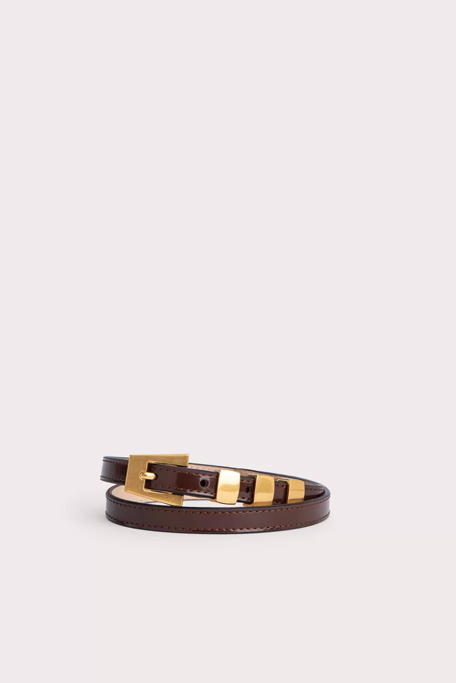 Clearance Vic Brown Semi Patent Leather Women Belts