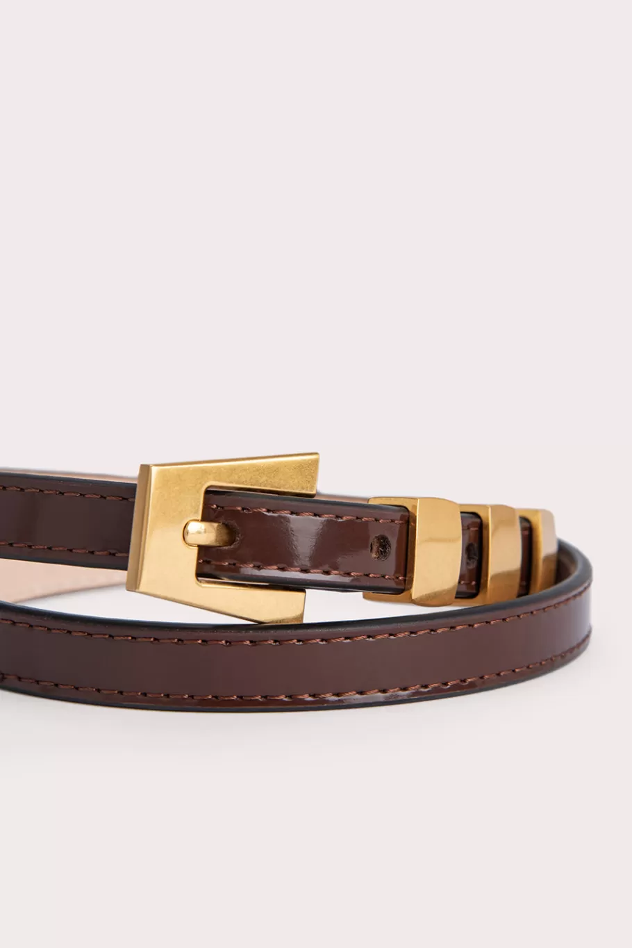 Clearance Vic Brown Semi Patent Leather Women Belts