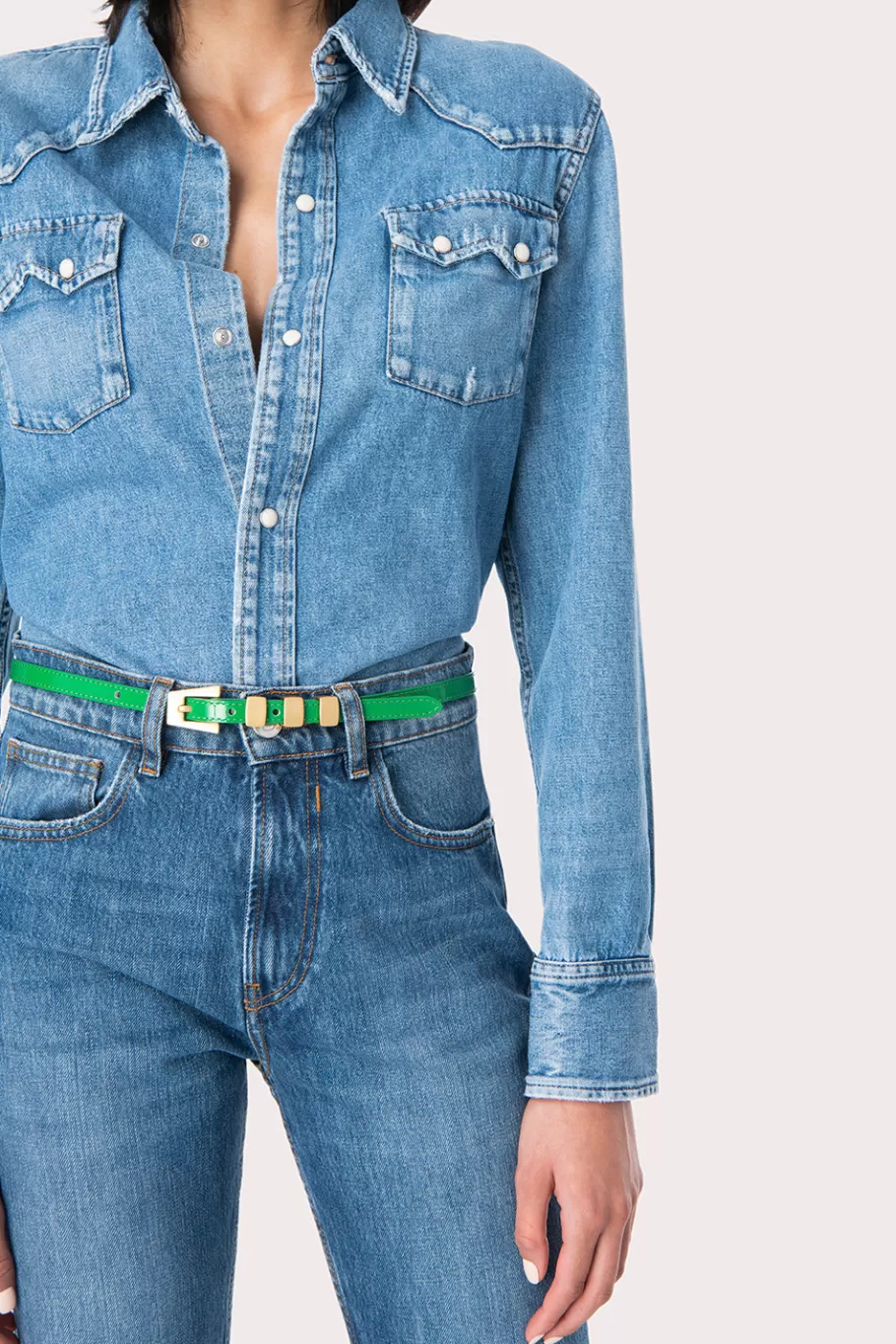 Hot Vic Green Patent Leather Women Belts