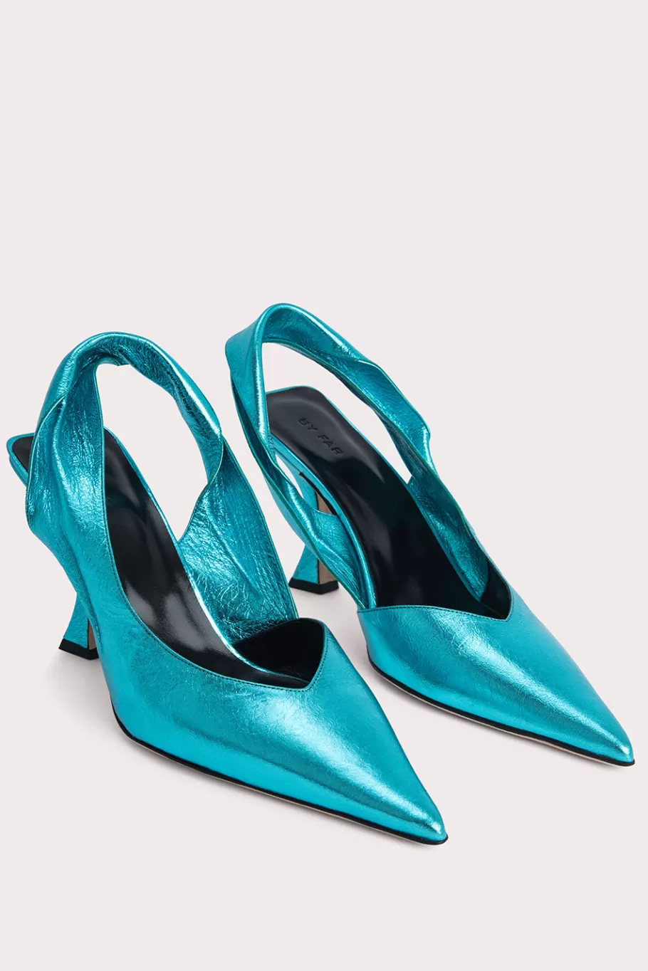 Clearance Yasha Aquamarine Metallic Leather Women Shoes